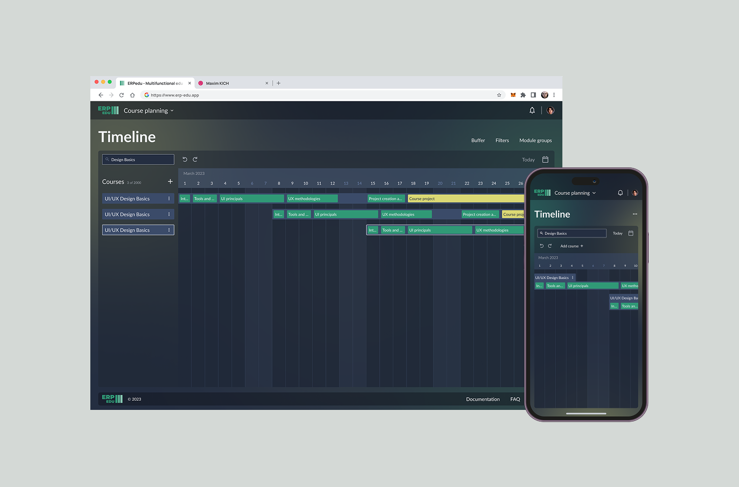 Preview of ERP application dashboard