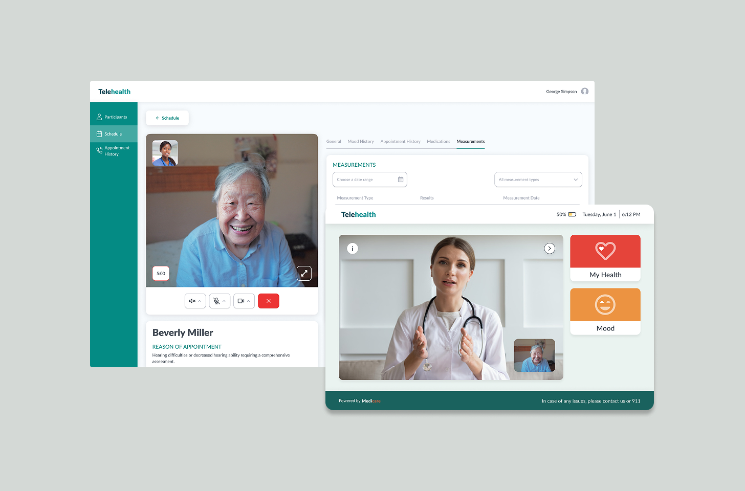 Preview of telemedicine platform UI